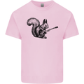A Squirrel Playing the Guitar Mens Cotton T-Shirt Tee Top Light Pink