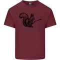 A Squirrel Playing the Guitar Mens Cotton T-Shirt Tee Top Maroon