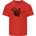 A Squirrel Playing the Guitar Mens Cotton T-Shirt Tee Top Red