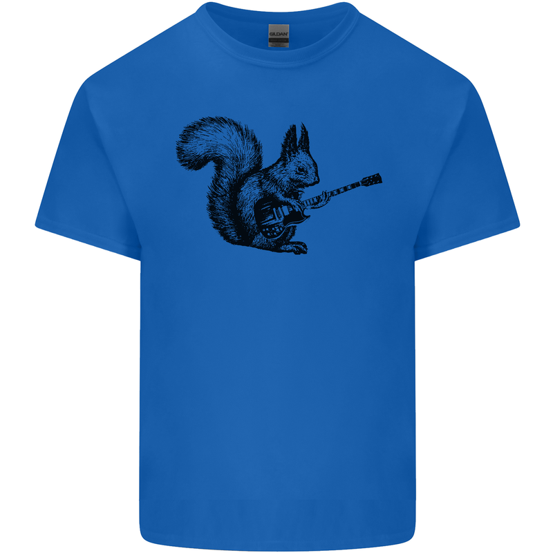 A Squirrel Playing the Guitar Mens Cotton T-Shirt Tee Top Royal Blue