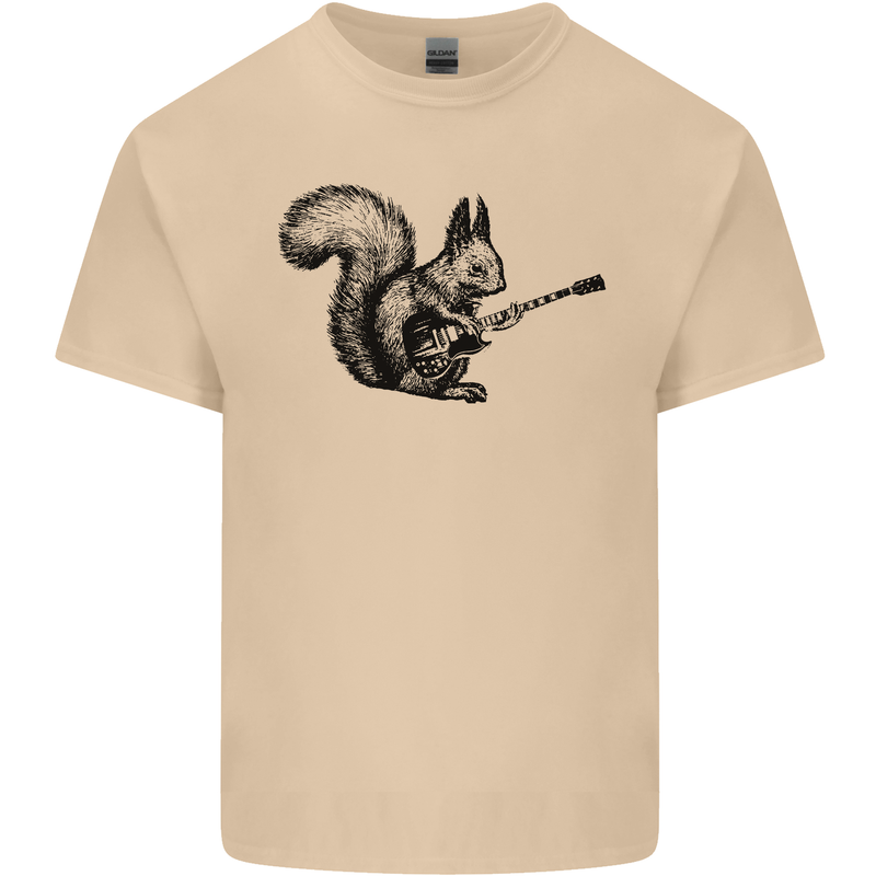 A Squirrel Playing the Guitar Mens Cotton T-Shirt Tee Top Sand