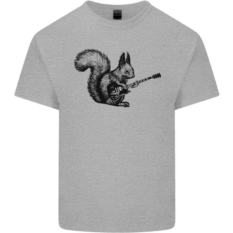 A Squirrel Playing the Guitar Mens Cotton T-Shirt Tee Top Sports Grey