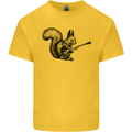 A Squirrel Playing the Guitar Mens Cotton T-Shirt Tee Top Yellow