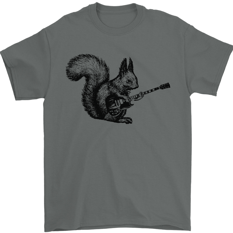A Squirrel Playing the Guitar Mens T-Shirt 100% Cotton Charcoal