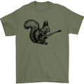 A Squirrel Playing the Guitar Mens T-Shirt 100% Cotton Military Green