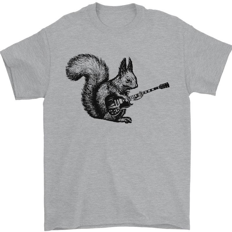 A Squirrel Playing the Guitar Mens T-Shirt 100% Cotton Sports Grey