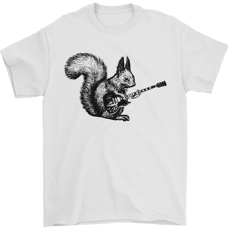 A Squirrel Playing the Guitar Mens T-Shirt 100% Cotton White