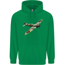 A Supermarine Spitfire Fying Solo Childrens Kids Hoodie Irish Green