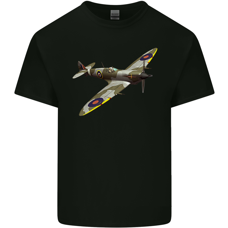 A Supermarine Spitfire Fying Solo Kids T-Shirt Childrens Black