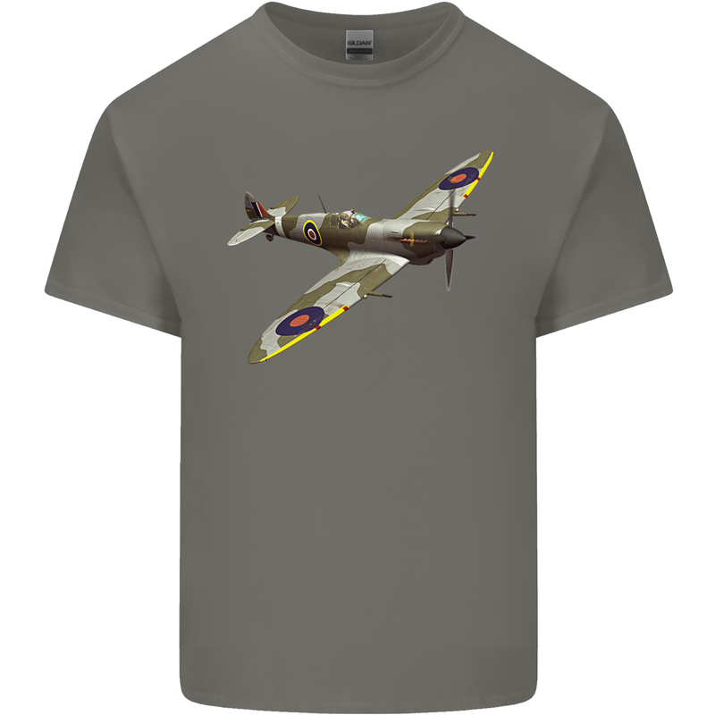 A Supermarine Spitfire Fying Solo Kids T-Shirt Childrens Charcoal
