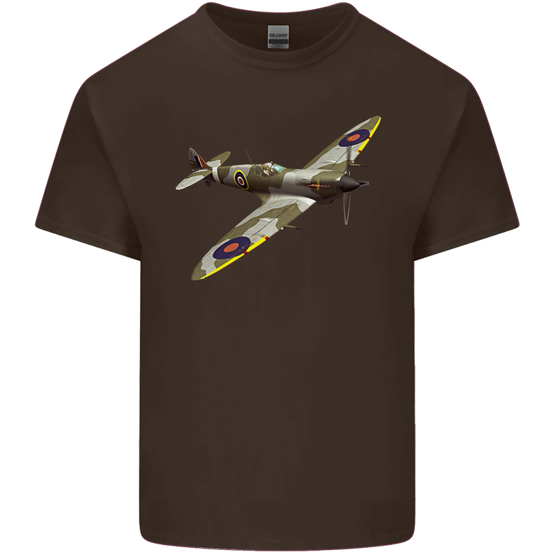 A Supermarine Spitfire Fying Solo Kids T-Shirt Childrens Chocolate