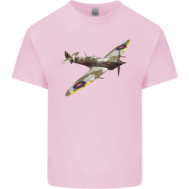 A Supermarine Spitfire Fying Solo Kids T-Shirt Childrens Light Pink