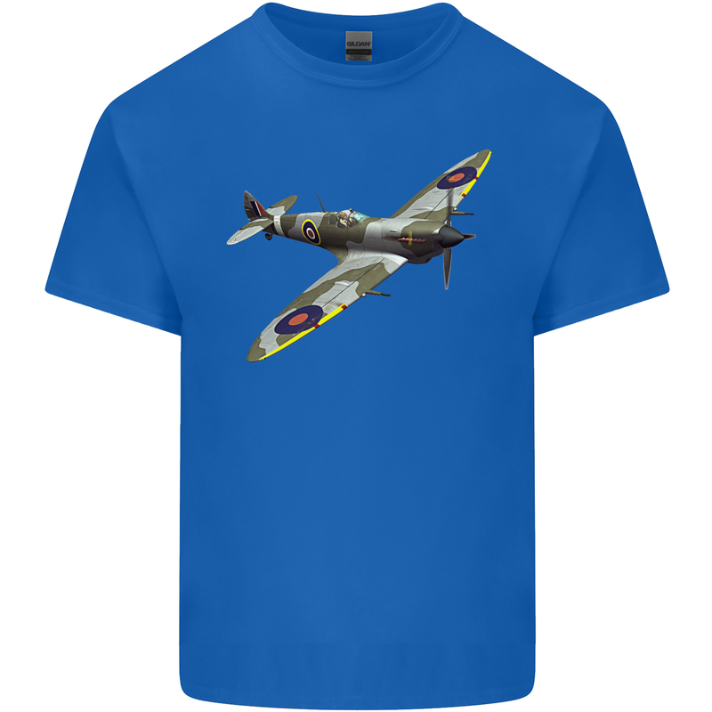 A Supermarine Spitfire Fying Solo Kids T-Shirt Childrens Royal Blue