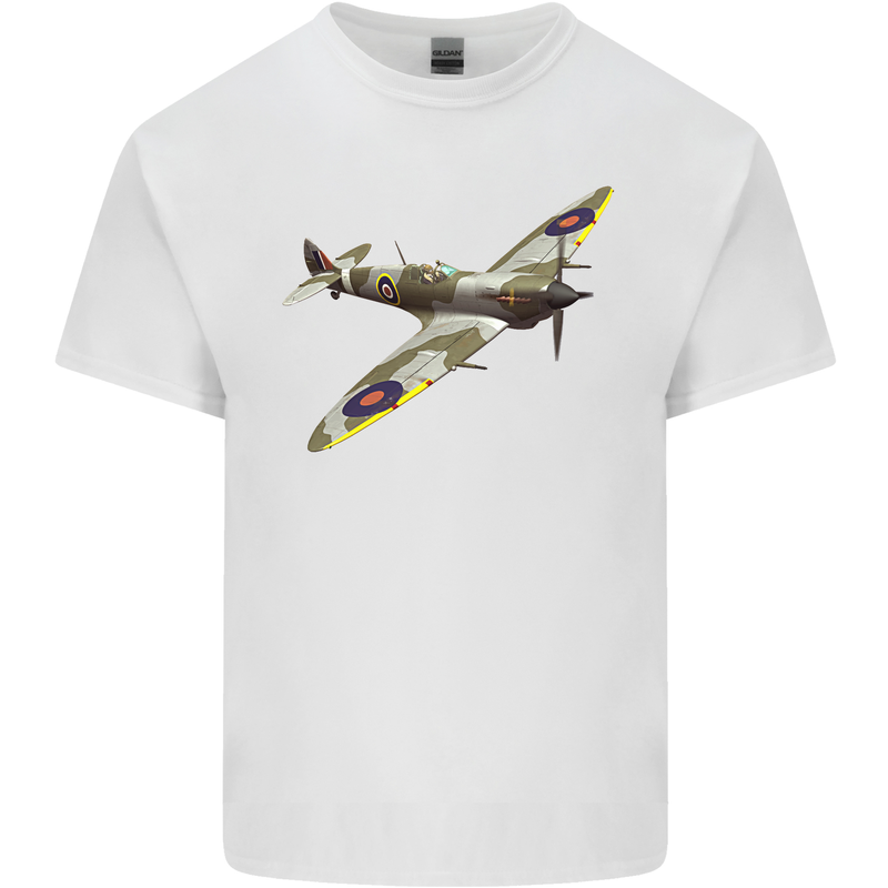 A Supermarine Spitfire Fying Solo Kids T-Shirt Childrens White