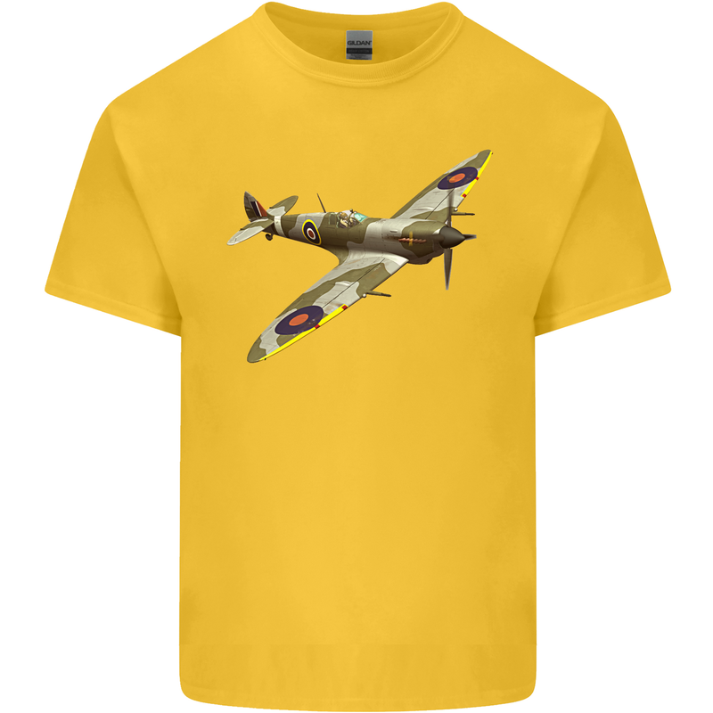 A Supermarine Spitfire Fying Solo Kids T-Shirt Childrens Yellow