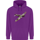 A Supermarine Spitfire Fying Solo Mens 80% Cotton Hoodie Purple