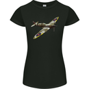 A Supermarine Spitfire Fying Solo Womens Petite Cut T-Shirt Black