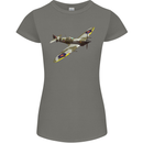 A Supermarine Spitfire Fying Solo Womens Petite Cut T-Shirt Charcoal