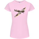 A Supermarine Spitfire Fying Solo Womens Petite Cut T-Shirt Light Pink