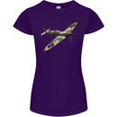 A Supermarine Spitfire Fying Solo Womens Petite Cut T-Shirt Purple