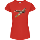 A Supermarine Spitfire Fying Solo Womens Petite Cut T-Shirt Red
