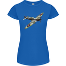 A Supermarine Spitfire Fying Solo Womens Petite Cut T-Shirt Royal Blue