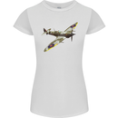 A Supermarine Spitfire Fying Solo Womens Petite Cut T-Shirt White