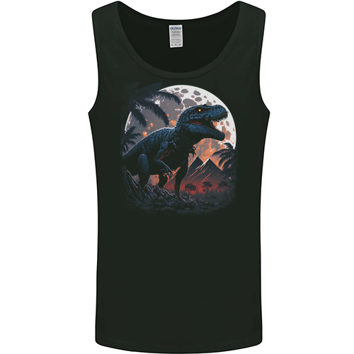 A T-Rex in Front of the Moon Dinosaurs Mens Womens Kids Unisex Black Mens Vest