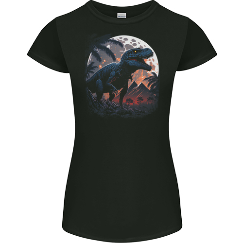 A T-Rex in Front of the Moon Dinosaurs Mens Womens Kids Unisex Black Womens Junior Fit