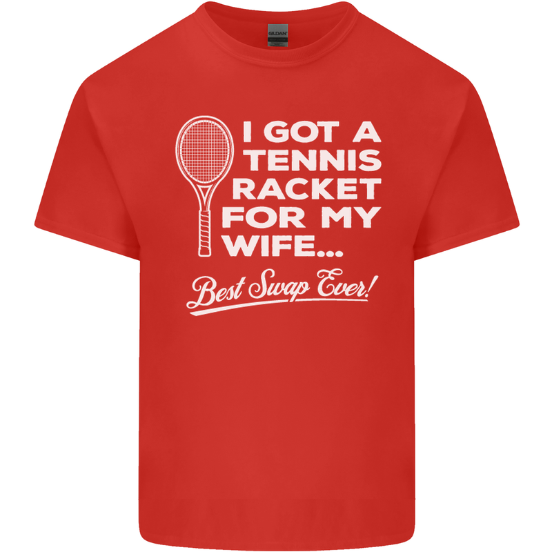 A Tennis Racket for My Wife Best Swap Ever! Mens Cotton T-Shirt Tee Top Red