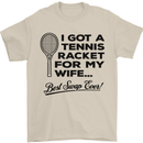 A Tennis Racket for My Wife Best Swap Ever! Mens T-Shirt Cotton Gildan Sand