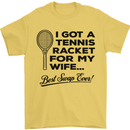 A Tennis Racket for My Wife Best Swap Ever! Mens T-Shirt Cotton Gildan Yellow