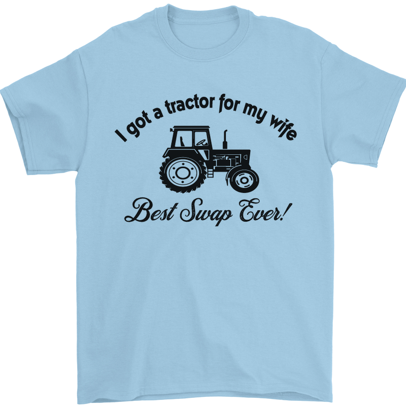 A Tractor for My Wife Funny Farming Farmer Mens T-Shirt Cotton Gildan Light Blue
