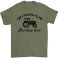 A Tractor for My Wife Funny Farming Farmer Mens T-Shirt Cotton Gildan Military Green
