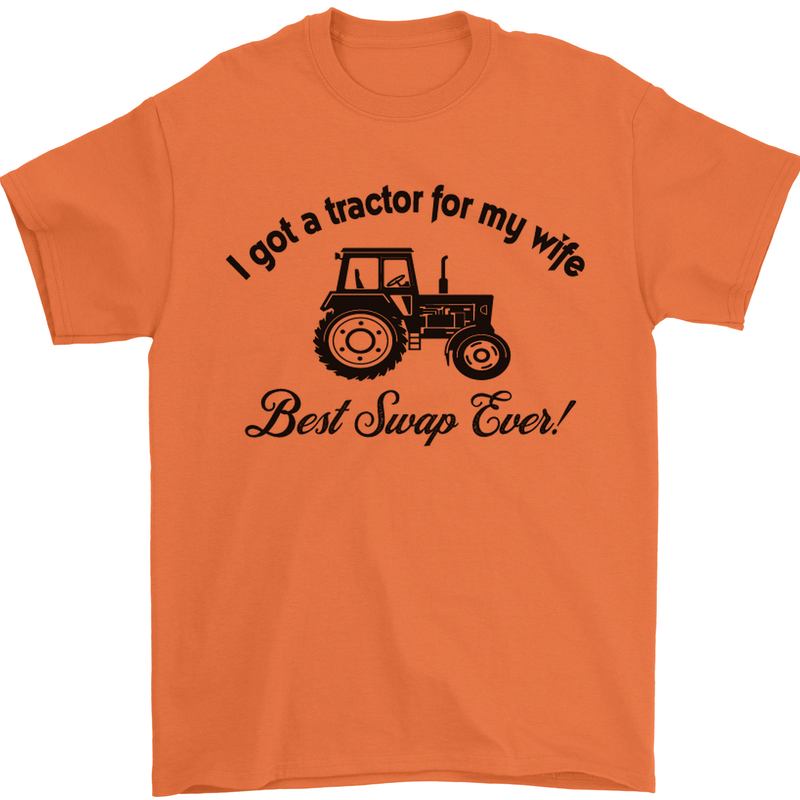 A Tractor for My Wife Funny Farming Farmer Mens T-Shirt Cotton Gildan Orange