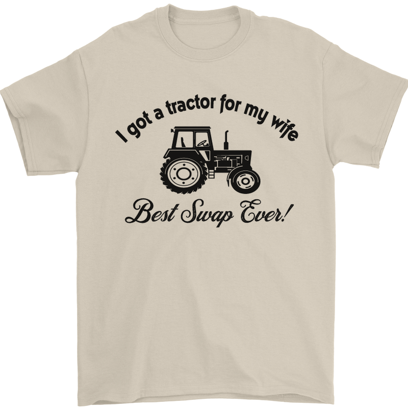 A Tractor for My Wife Funny Farming Farmer Mens T-Shirt Cotton Gildan Sand