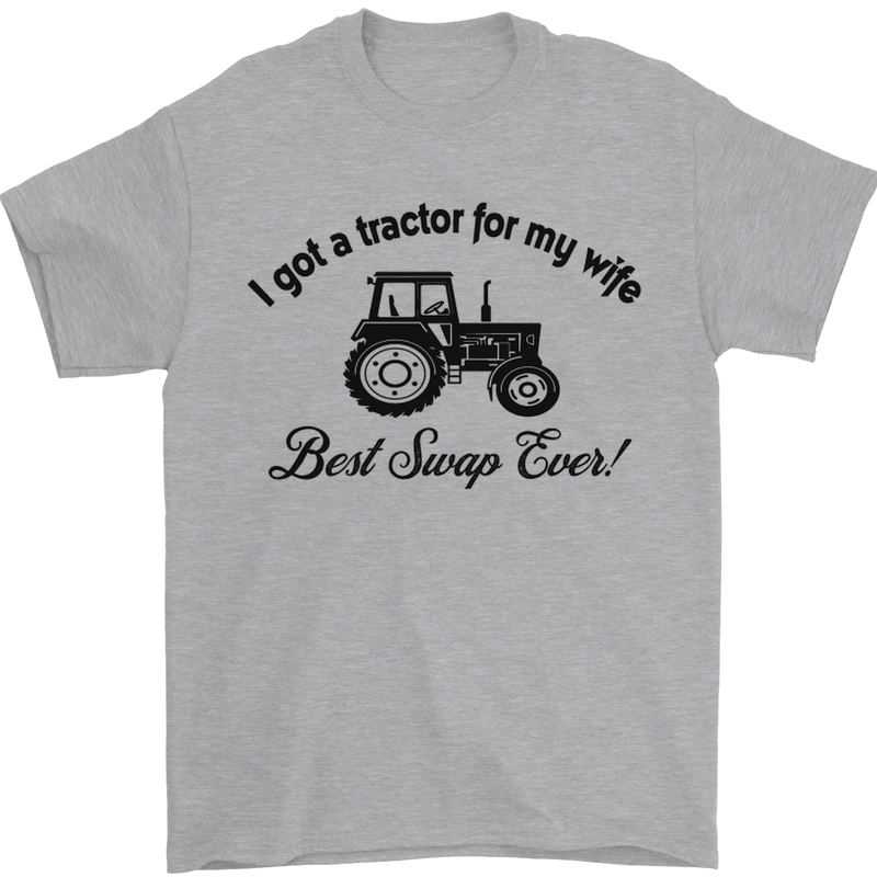 A Tractor for My Wife Funny Farming Farmer Mens T-Shirt Cotton Gildan Sports Grey
