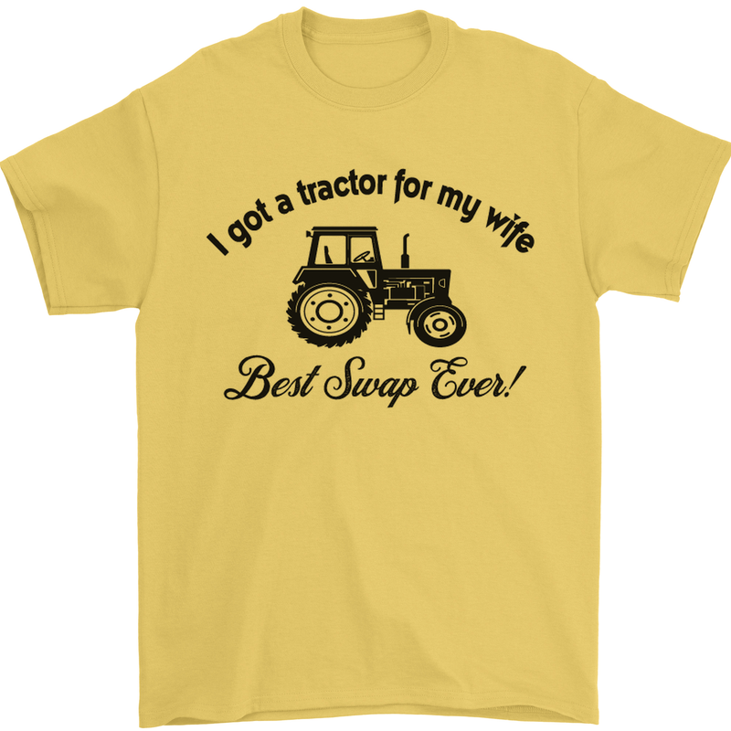A Tractor for My Wife Funny Farming Farmer Mens T-Shirt Cotton Gildan Yellow