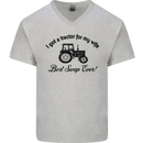 A Tractor for My Wife Funny Farming Farmer Mens V-Neck Cotton T-Shirt Sports Grey