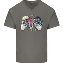 A Video Game Console Controller Mens V-Neck Cotton T-Shirt Charcoal