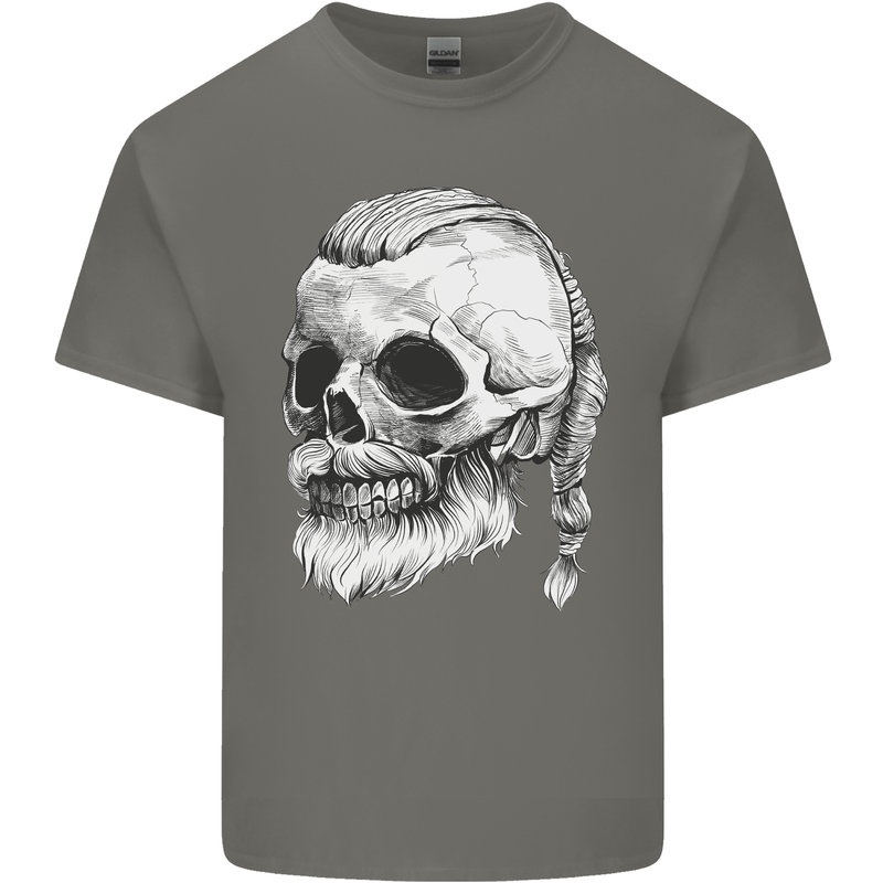 A Viking Skull Mens Cotton T-Shirt Tee Top Charcoal