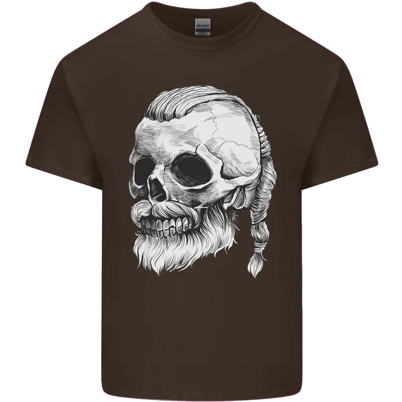 A Viking Skull Mens Cotton T-Shirt Tee Top Dark Chocolate