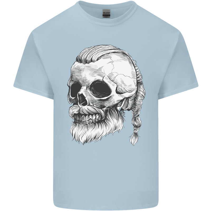 A Viking Skull Mens Cotton T-Shirt Tee Top Light Blue