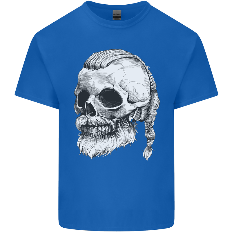 A Viking Skull Mens Cotton T-Shirt Tee Top Royal Blue