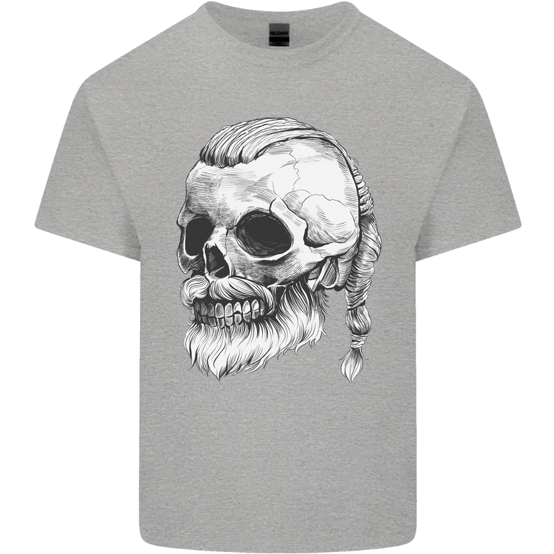 A Viking Skull Mens Cotton T-Shirt Tee Top Sports Grey