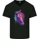 A Watercolour Horse Mens V-Neck Cotton T-Shirt Black