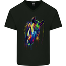 A Watercolour Horse Mens V-Neck Cotton T-Shirt Black