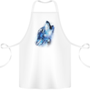 A Watercolour Wolf Cotton Apron 100% Organic White
