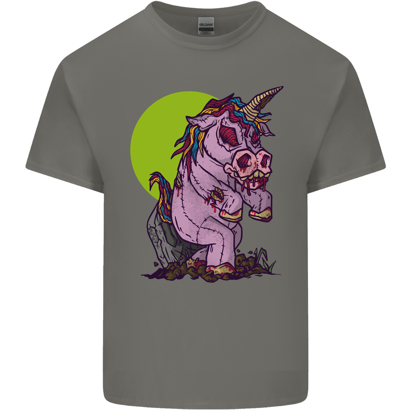A Zombie Unicorn Funny Halloween Horror Mens Cotton T-Shirt Tee Top Charcoal