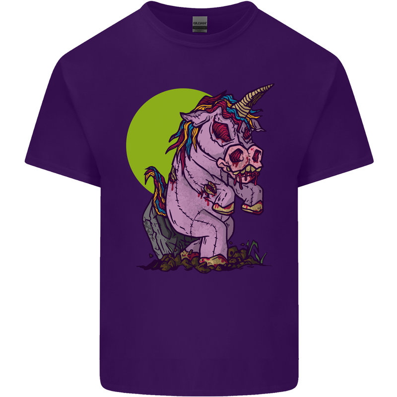 A Zombie Unicorn Funny Halloween Horror Mens Cotton T-Shirt Tee Top Purple